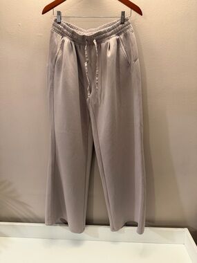 Layer8 Womens Quick-Dry Wide Leg Sweatpants Mauve Taupe Drawstring‎ Pockets M